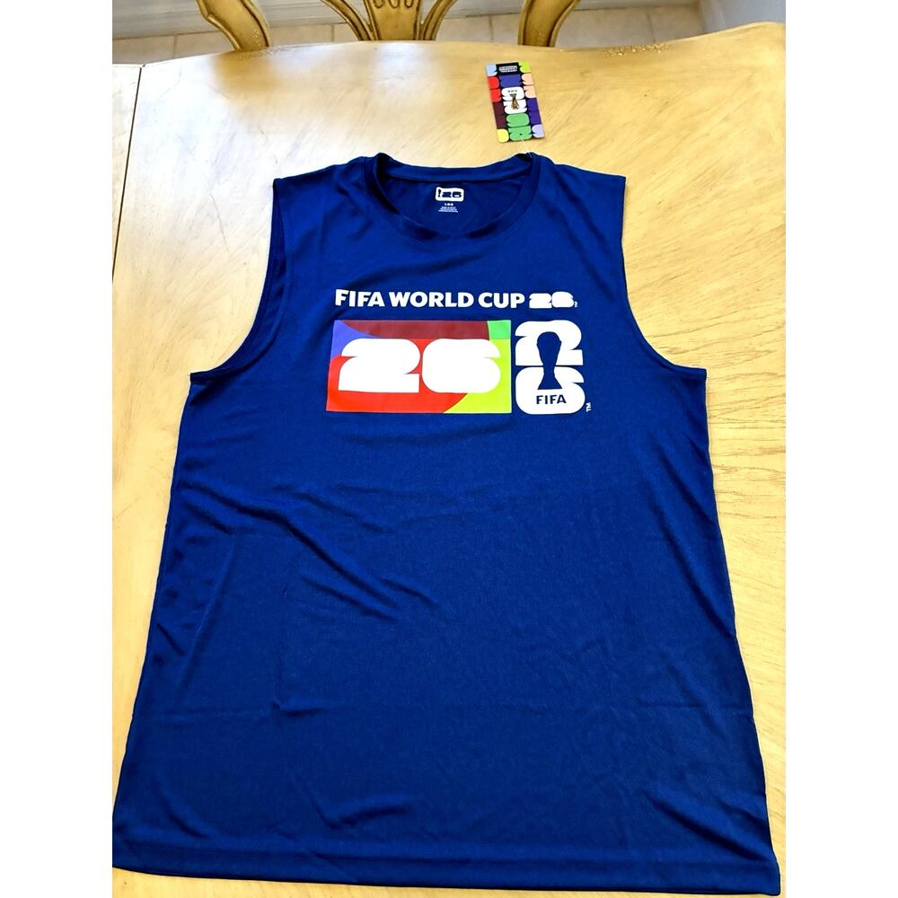 NEW FIFA World Cup 2026 Soccer Tank Top Men’s Large Blue Retro Lightweight GYM
